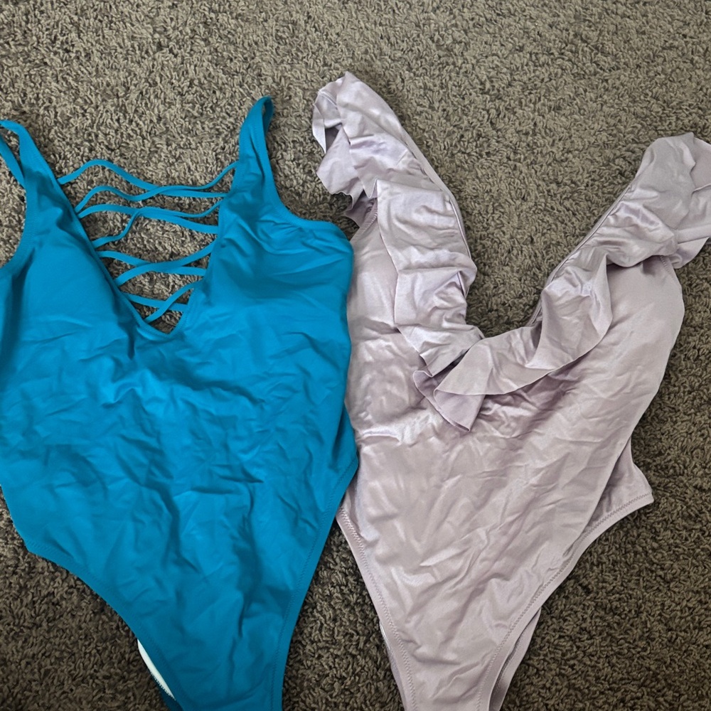 PINK Victoria's Secret Girls' One-Piece Swimsuits - Teal and Light Lavender
